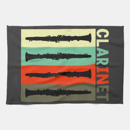 Retro-Klarinette Geschirrtuch (Horizontal)