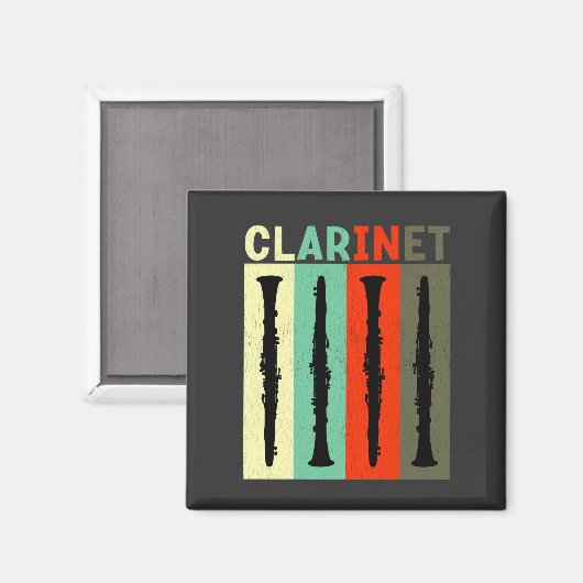 Retro-Klarinette Magnet (Vorderseite/Rückseite)