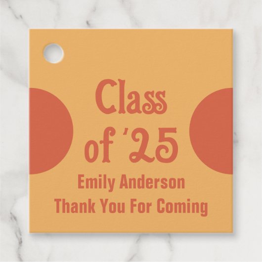 Retro-Klasse von '25 Orange Abschluss Vielen Dank Geschenkanhänger (Vorderseite)