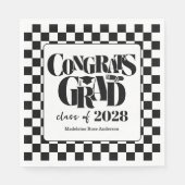 Retro-Klasse zum Abschluss Gratulation Schwarz Serviette (Vorderseite)