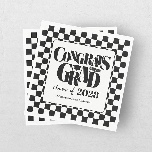 Retro-Klasse zum Abschluss Gratulation Schwarz Serviette