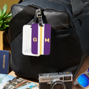 Retro Klassik Streifen Fette Schatten Monogramm 70 Gepäckanhänger