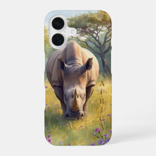 Retro Klassiker Afrikanisches Nashorn iPhone 16 Hülle