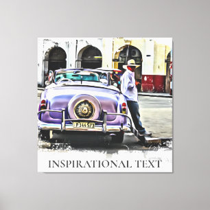 *~* Retro-Klassiker Auto Vintage Antiquität Mann Leinwanddruck