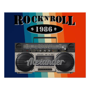 Retro-Klassiker Boombox Rock 'n' Roll Musik Vintag Poster