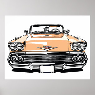 Retro Klassiker Cabrio Front Pop Art Poster