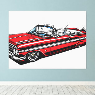 Retro Klassiker Cabrio Seiten Pop Art Leinwanddruck