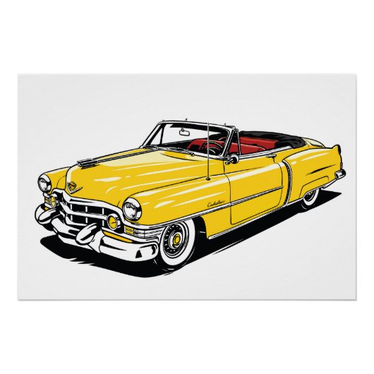 Retro Klassiker Cabrio Seiten PopArt Poster (Vorderseite)