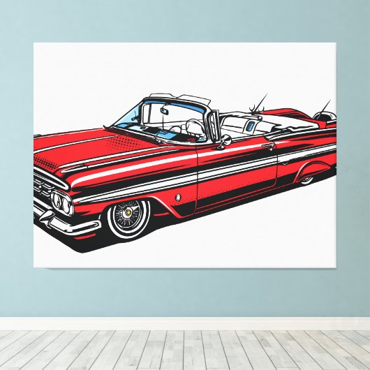 Retro Klassiker Cabrio Side Pop Art Leinwanddruck (Insitu (Holzboden))