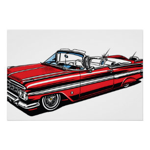 Retro Klassiker Cabrio Side Pop Art Poster