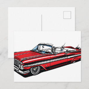 Retro Klassiker Cabrio Side Pop Art Postkarte