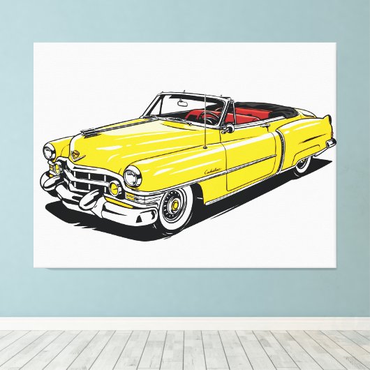 Retro Klassiker Cabrio Side PopArt Leinwanddruck (Insitu (Holzboden))