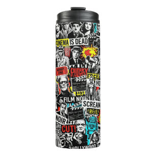Retro-Klassiker-Kino-Aufkleber Collage - Vintage-F Thermosbecher