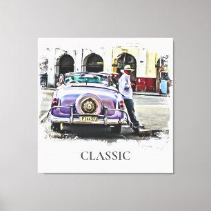 *~* Retro Klassiker Vintage Auto Antiquität Mann Leinwanddruck