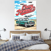 Retro-Klassiker-Wagen Sky Pop-Art-Illustrationsdru Leinwanddruck (Insitu (Schlafzimmer))