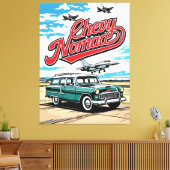 Retro-Klassiker-Wagen Sky Pop-Art-Illustrationsdru Leinwanddruck (Insitu (Wohnzimmer))