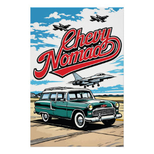 Retro Klassiker Wagon Sky Pop Art Illustration Dru Poster
