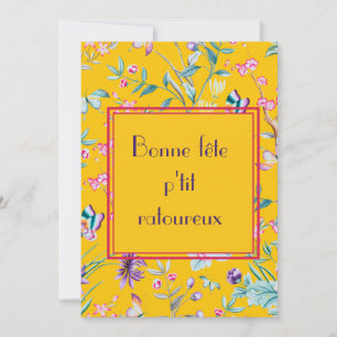 Retro klassische florale lustige Québécois Geburts Feiertagskarte