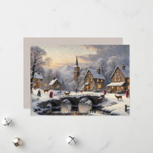 Retro Klassische Schneebedeckte Winterlandschaft P Feiertagskarte