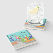 Retro klassischer Fernsehstein-Untersetzer Steinuntersetzer (Seitenansicht)