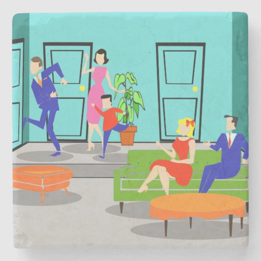 Retro klassischer Fernsehstein-Untersetzer Steinuntersetzer (Vorderseite)