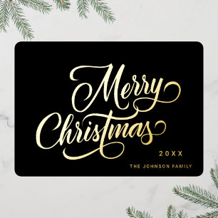 Retro Klassischer Glanz Frohe Weihnachten Gold Folien Feiertagskarte