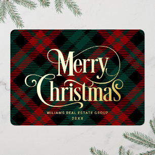Retro Klassischer Glanz Frohe Weihnachten Gold Folien Feiertagskarte