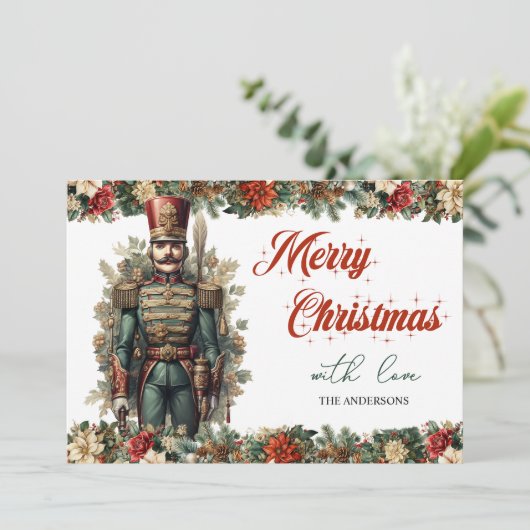 Retro Klassischer Weihnachtsknacker Feiertagskarte (Stehend Vorderseite)