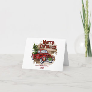Retro Klassisches Rustikales Weihnachten Rotes Las Karte
