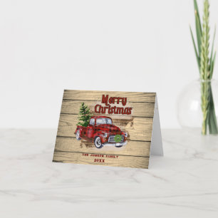 Retro Klassisches Rustikales Weihnachten Rotes Las Karte