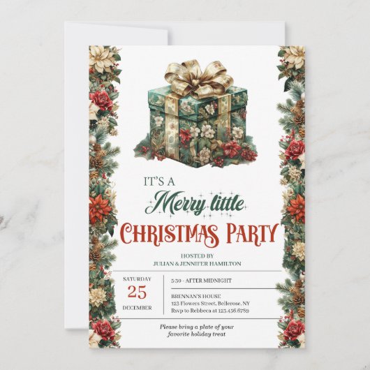Retro Klassisches Weihnachtsgeschenk Einladung (Vorderseite)