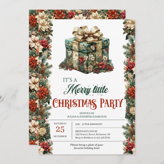 Retro Klassisches Weihnachtsgeschenk Einladung (Vorne/Hinten)