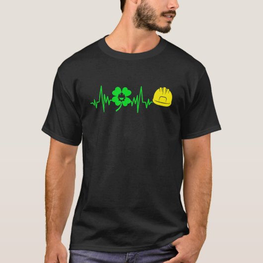 Retro Kleeblatt Engineer St.Patrick Day Irish Cost T-Shirt (Vorderseite)
