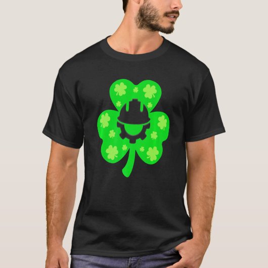 Retro Kleeblatt Engineer St Patrick Day Irish Cost T-Shirt (Vorderseite)