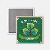 Retro Kleeblatt St Patricks Day Magnet (Vorderseite/Rückseite)