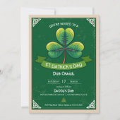 Retro Kleeblatt St Patricks Party Einladung (Vorderseite)