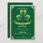 Retro Kleeblatt St Patricks Party Einladung (Vorne/Hinten)