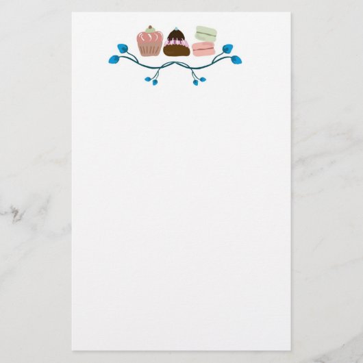 Retro kleine Kuchen und macarons Briefpapier (Vorderseite)
