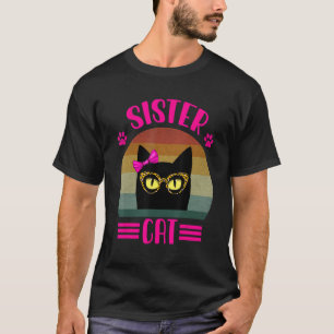 Retro kleine Schwester Katze mit Leopardenbrille K T-Shirt