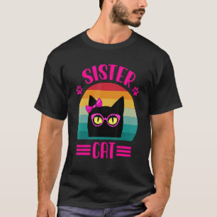 Retro kleine Schwester Katze mit rosa Brille Katze T-Shirt