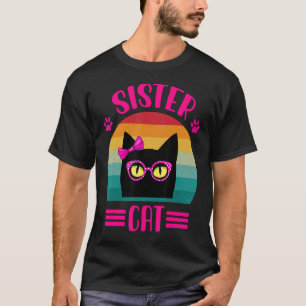 Retro kleine Schwester Katze mit rosa Brille Katze T-Shirt