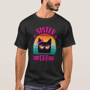 Retro kleine Schwester Katze mit rosa Brille Katze T-Shirt