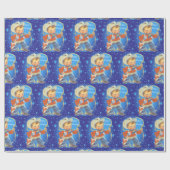 Retro Kleiner Cowboy mit Hoffnung frohe Weihnachte Geschenkpapier (Flach)