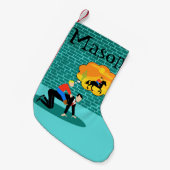 Retro kleiner Cowboy-WeihnachtsStrumpf Weihnachtsstrumpf (Vorderansicht (hängend))