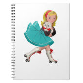 Retro kleines Mädchen auf Rollen Skate Notizblock (Vorderseite)