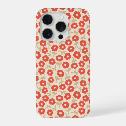 Retro kleines rotes Ditsy-Blumenmuster iPhone Hülle (Rückseite)
