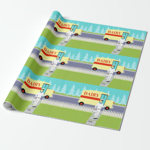 Retro Kleinstadt-Milchmann-Packpapier Geschenkpapier
