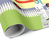 Retro Kleinstadt-Milchmann-Packpapier Geschenkpapier (Rolleneckpunkt)