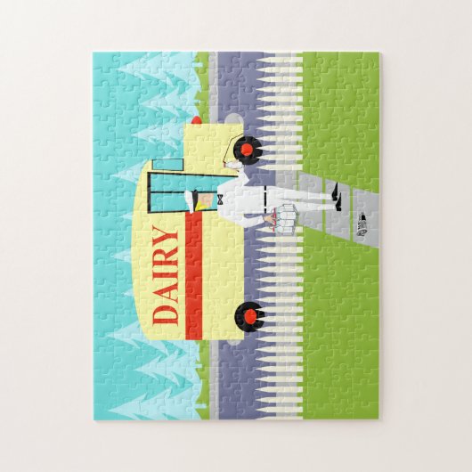 Retro Kleinstadt-Milchmann-Puzzlespiel Puzzle (Vertikal)