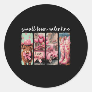 Retro Kleinstadt Valentinstag Niedliche Kuh Valent Runder Aufkleber